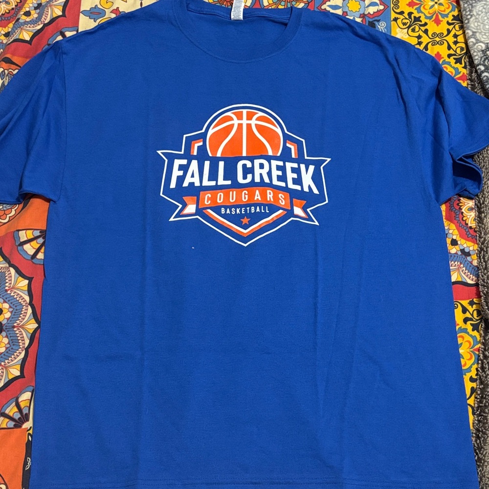 Jerzees Blue and Orange Basketball Tee
